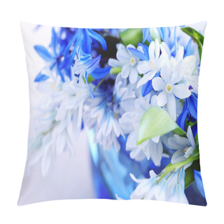 Personality  Blue Bouquet Of First Spring Flowers Closeup Pillow Covers