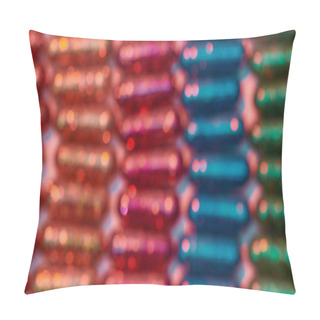 Personality  Creative Concept With Many Colorful Glitter Pills Lying In Rows. Minimal Style, Art Concept Pillow Covers