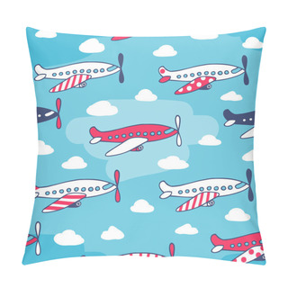 Personality  Seamless Pattern Of Cute Airplanes Pillow Covers