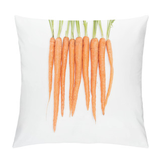 Personality  Whole Fresh Ripe Raw Carrots Arranged In Tight Row Isolated On White Pillow Covers