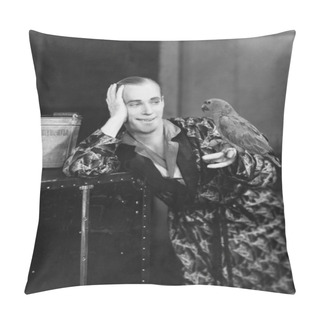 Personality  Man With Bird Perched On Finger Pillow Covers