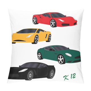 Personality  Sports Cars Set. 4 Cars Pillow Covers