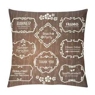 Personality  Doodle Vector Frame Set.Ethnic Tribal Style Frame Collection. Pillow Covers