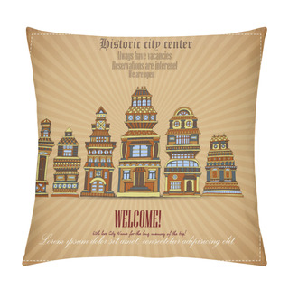 Personality  Vector Invitational Document Historic City Center Pillow Covers