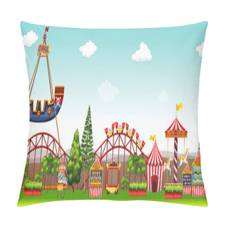 Personality  Amusement Park With Many Rides Pillow Covers