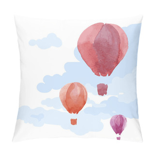 Personality  Watercolor Hot Air Balloons In Sky Pillow Covers