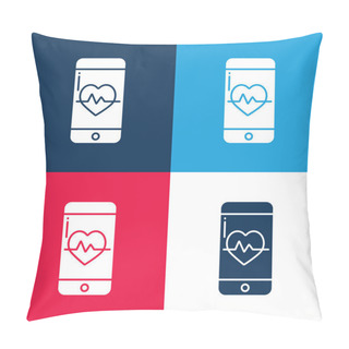 Personality  App Blue And Red Four Color Minimal Icon Set Pillow Covers