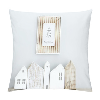 Personality  MERRY CHRISTMAS Scandinavian  Room Interior With Wooden Frame, S Pillow Covers