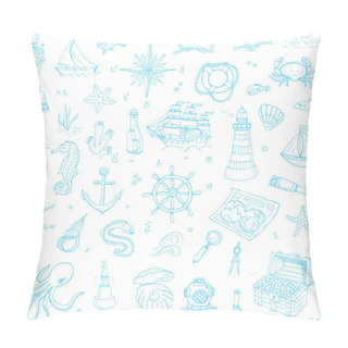 Personality  Boat And Sea Icons Set Pillow Covers