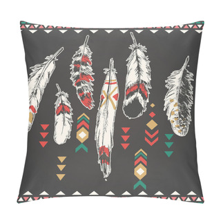 Personality  Feather Ethnic Feeling Vector Pattern Background Pillow Covers