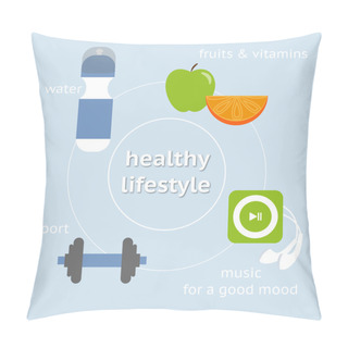Personality  Infographic Illustration Of Healthy Lifestyle Pillow Covers