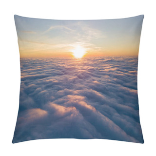 Personality  Sunset Over Curly Clouds, Aerial High Flight. The Last Rays Of The Sun Shine On The Clouds. Pillow Covers