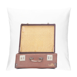 Personality  Leather Brown Vintage Opened Suitcase Isolated On White Pillow Covers