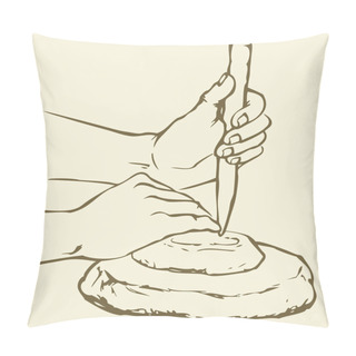 Personality  Vector Illustration. Primitive People Make Stone Tools Pillow Covers