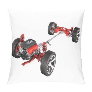 Personality  Undercarriage In Detail Suspension Of The Car With Wheel And Eng Pillow Covers