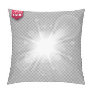 Personality  Glowing Lights Set On Transparent Background. Lens Flare Effect. Bright Sparkling Flash, Sunlight. Vector Illustration. Pillow Covers