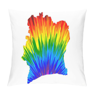 Personality  Ivory Coast - Map Is Designed Rainbow Abstract Colorful Pattern, Republic Of Cote D'Ivoire Map Made Of Color Explosion, Pillow Covers