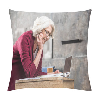 Personality  Senior Woman Reading Book   Pillow Covers