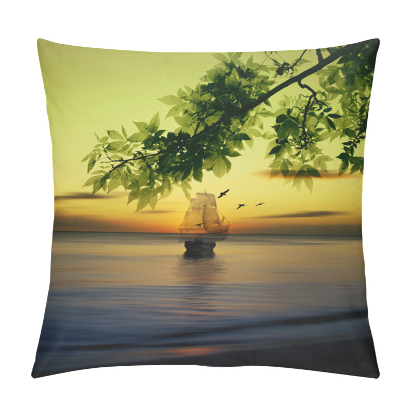 Personality  Sailboat during sunrise pillow covers