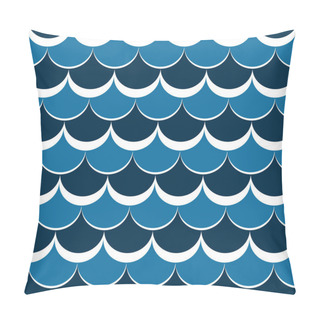 Personality  Blue White Fish Scale Seamless Vector Pattern Pillow Covers