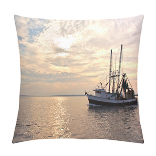 Personality  Fishing Trawler On The Water At Sunrise Pillow Covers