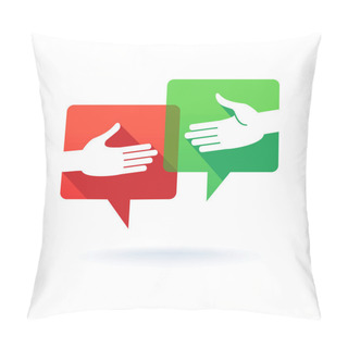 Personality  Speech Bubbles With Shaking Hands Pillow Covers