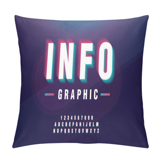 Personality  Glitched Alphabet Font Design. Headline, Typeface, Logo, Fonts Letters And Numbers. Typography Technology Design Concept Pillow Covers