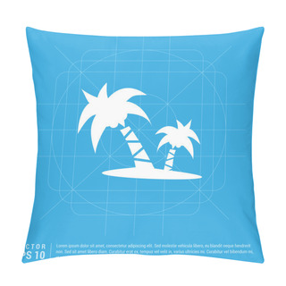 Personality  Icon With Two Palm Trees On Island  Pillow Covers