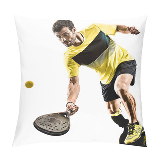 Personality  Paddle Tennis Player Man Isolated White Background Pillow Covers