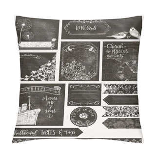 Personality  Vintage Chalkboard Labels, Frames, Banners And Cards Pillow Covers