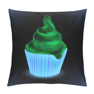 Personality  Birthday Card With Cupcake. Vector Illustration Pillow Covers
