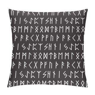 Personality  Runes Seamless Pattern. Runic Alphabet Wallpaper. Writing Ancient Background. Old Gothic Seamless Texture. Vector Illustration Pillow Covers