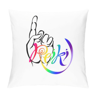 Personality  Reiki Energy. Logotype. Healing Energy. Alternative Medicine Spiritual Practice Vector Pillow Covers