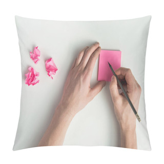 Personality  Hands Holding Pencil And Sticker Pillow Covers