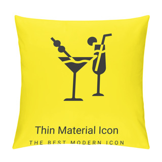 Personality  Beverage Minimal Bright Yellow Material Icon Pillow Covers