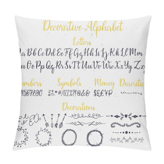 Personality  Decorative Brush Lettering Alphabet. Pillow Covers