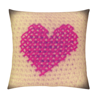 Personality  Valentine, Knitting Heart, Embroidery Pillow Covers