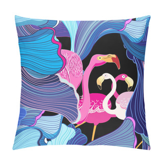 Personality  Pink Flamingos And Abstraction Pillow Covers