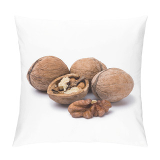 Personality  Handful Of Walnuts Isolated On White Background Pillow Covers