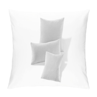 Personality  Three White Soft Pillows Isolated On White Background Pillow Covers