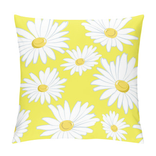 Personality  White Daisies On A Yellow Background Pillow Covers