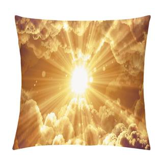 Personality  Worship And Prayer Based Cinematic Clouds And Light Rays Background Useful For Divine, Spiritual, Fantasy Concepts. Pillow Covers