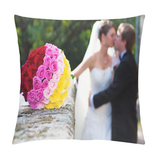 Personality  Wedding On A Castle With Romantic Roses Bouquet Pillow Covers