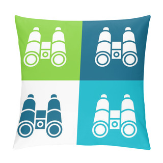 Personality  Binocular Flat Four Color Minimal Icon Set Pillow Covers