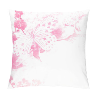 Personality  Butterflies And Flowers Pink Background Pillow Covers