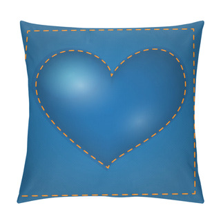 Personality  Vector Blue Heart With Stitch. Pillow Covers