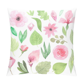 Personality  Watercolor Delicate Pink Flowers And Leaves Pillow Covers