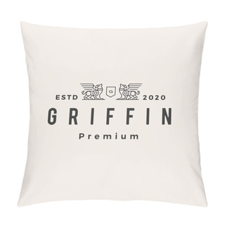 Personality  Griffin Coat Of Arms Hipster Vintage Logo Vector Icon Illustration Pillow Covers