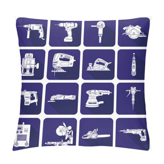 Personality  Electric Tool Icons Isolated On A Blue Background Pillow Covers