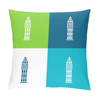 Personality  Big Ben Flat Four Color Minimal Icon Set Pillow Covers